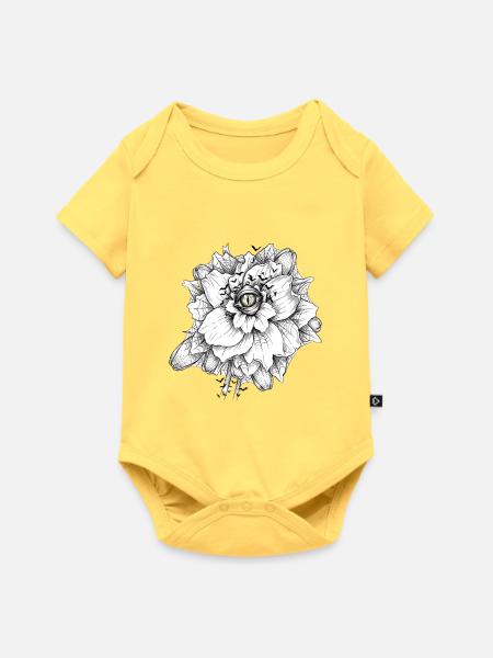 Gotische Blume mit einem Auge - Baby Premium Kurzarmbody - Pastellgelb