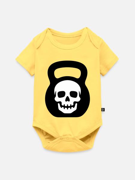 Totenkopf Kettlebell Logo - Baby Premium Kurzarmbody - Pastellgelb