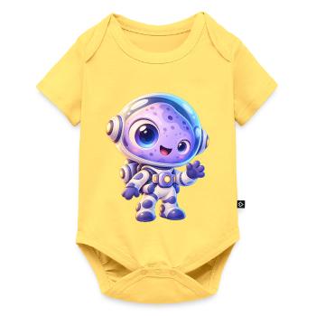 Kuscheliger Astronaut im All - Baby Premium Kurzarmbody - Pastellgelb - Vorne