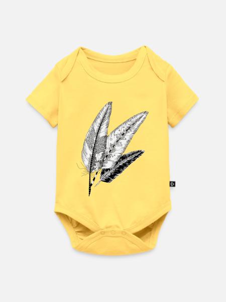 Drei Federn - Baby Premium Kurzarmbody - Pastellgelb