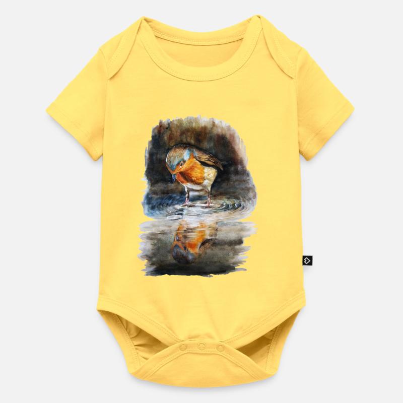 rouge-gorge - Body à manches courtes Premium Bébé - jaune pastel