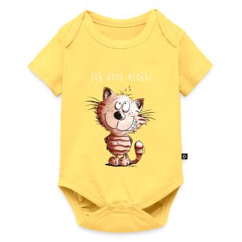 Je ne chat pas je chat motif BD cadeau - Body à manches courtes Premium Bébé - jaune pastel - Devant