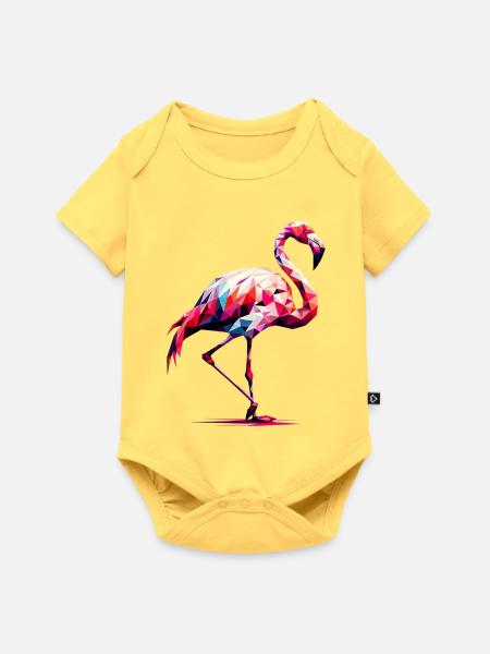 Polygonaler Flamingo - Baby Premium Kurzarmbody - Pastellgelb