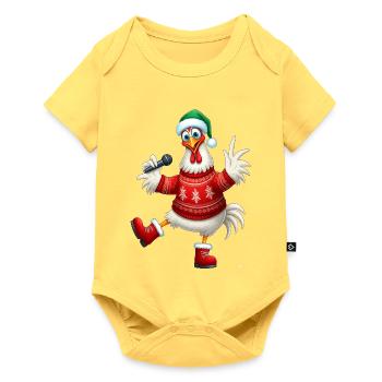 Pull de poule chantante de vacances - Body à manches courtes Premium Bébé - jaune pastel - Devant