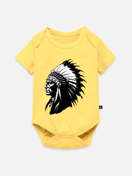 Indianerhäuptling - Baby Premium Kurzarmbody - Pastellgelb