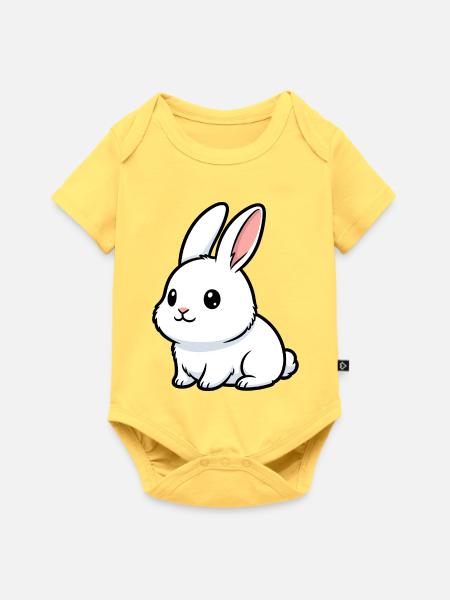 Niedlicher Hasen-Charme in Pastell - Baby Premium Kurzarmbody - Pastellgelb
