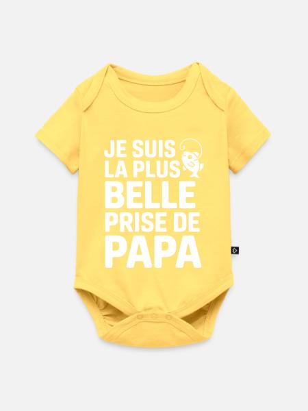Berührende Botschaft für Papa - Baby Premium Kurzarmbody - Pastellgelb