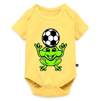 Frog Soccer Header Ball Playing Toad - Baby Premium short-sleeve bodysuit - sky yellow - Front