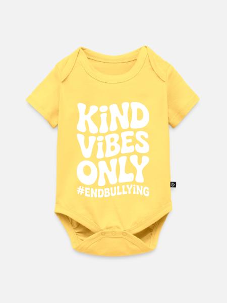 Freundliche Vibes, nur gegen Mobbing. - Baby Premium Kurzarmbody - Pastellgelb