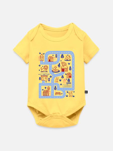 Spielstraße - Baby Premium Kurzarmbody - Pastellgelb