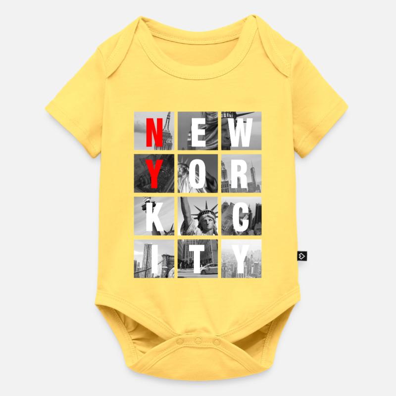Grille de Collages de New York - Body à manches courtes Premium Bébé - jaune pastel