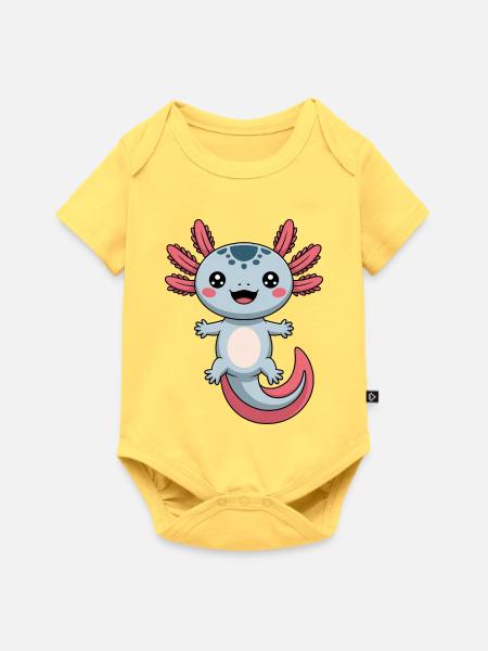 Axolotl Süß Comic - Baby Premium Kurzarmbody - Pastellgelb