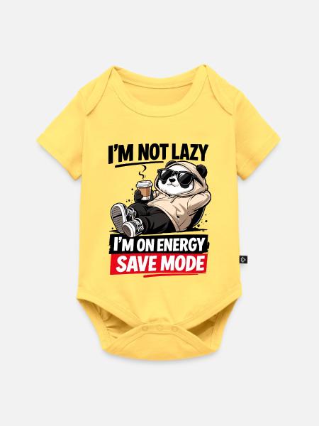 Energiesparmodus Panda - Baby Premium Kurzarmbody - Pastellgelb