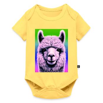 Alpaka - Baby Premium Kurzarmbody - Pastellgelb - Vorne
