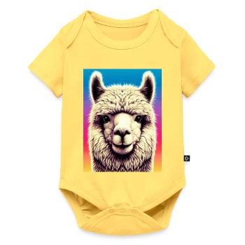 Alpaka - Baby Premium Kurzarmbody - Pastellgelb - Vorne