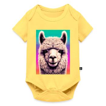Alpaka - Baby Premium Kurzarmbody - Pastellgelb - Vorne