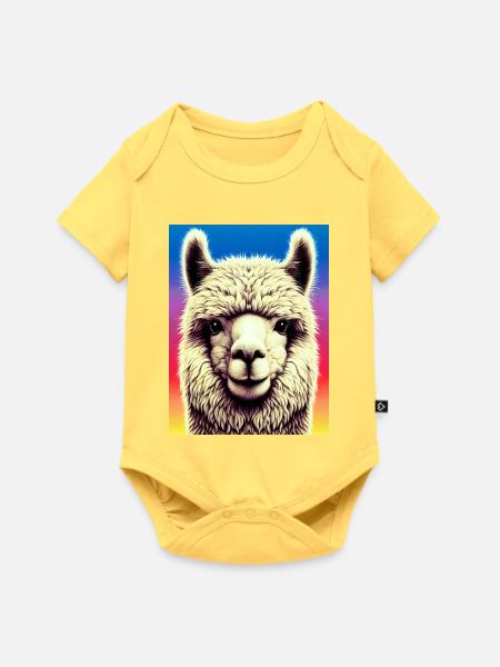 Alpaka - Baby Premium Kurzarmbody - Pastellgelb