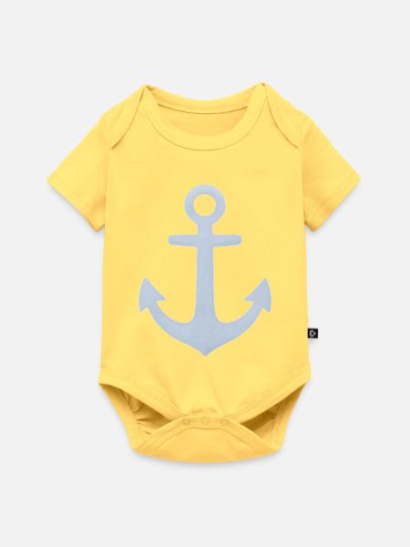 Minimalistischer nautischer Pastellanker - Baby Premium Kurzarmbody - Pastellgelb