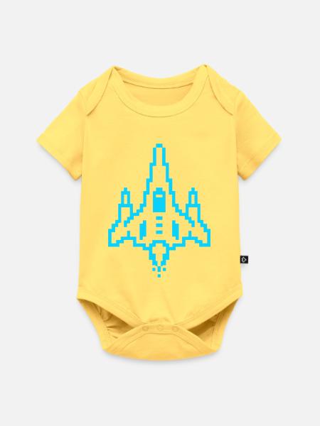 Retro Raumschiff Gaming Arcade - Baby Premium Kurzarmbody - Pastellgelb