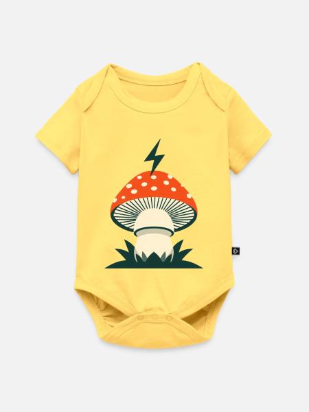 Lightning Mushroom Forest Graphic Design - Baby Premium Kurzarmbody - Pastellgelb