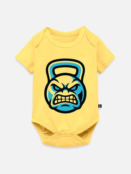 Kettlebell Teufel Grafik - Baby Premium Kurzarmbody - Pastellgelb