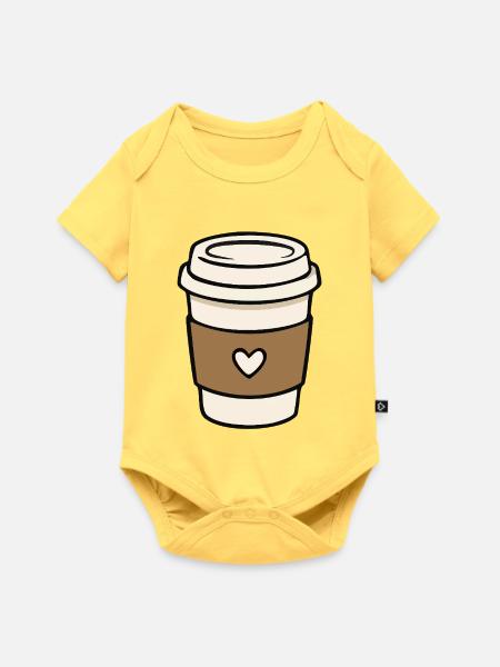 Süße Takeaway-Kaffeetasse mit Herz - Baby Premium Kurzarmbody - Pastellgelb