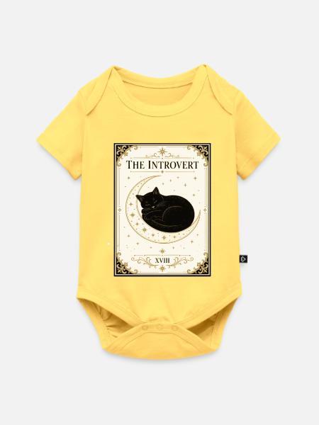 Die Mondkatze der Introvertierten - Baby Premium Kurzarmbody - Pastellgelb