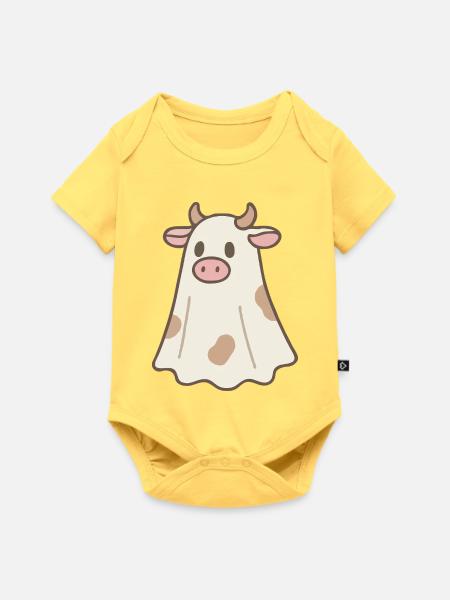 Geisterkuh - Baby Premium Kurzarmbody - Pastellgelb