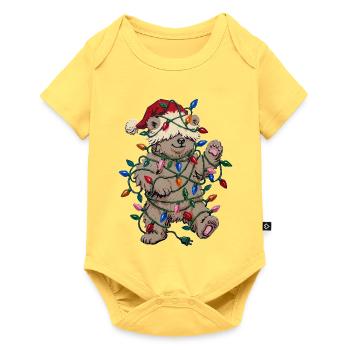 Weihnachtshunde mit Lichterkette - Baby Premium Kurzarmbody - Pastellgelb - Vorne