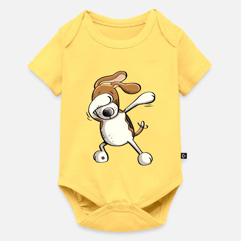 Funny Dab Dance Beagle - Hund - Comic - Geschenk - Baby Premium Kurzarmbody - Pastellgelb
