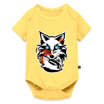 Blauäugiger Fuchs Icon - Baby Premium Kurzarmbody - Pastellgelb - Vorne