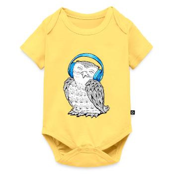 Owl with headphones - Baby Premium short-sleeve bodysuit - sky yellow - Front