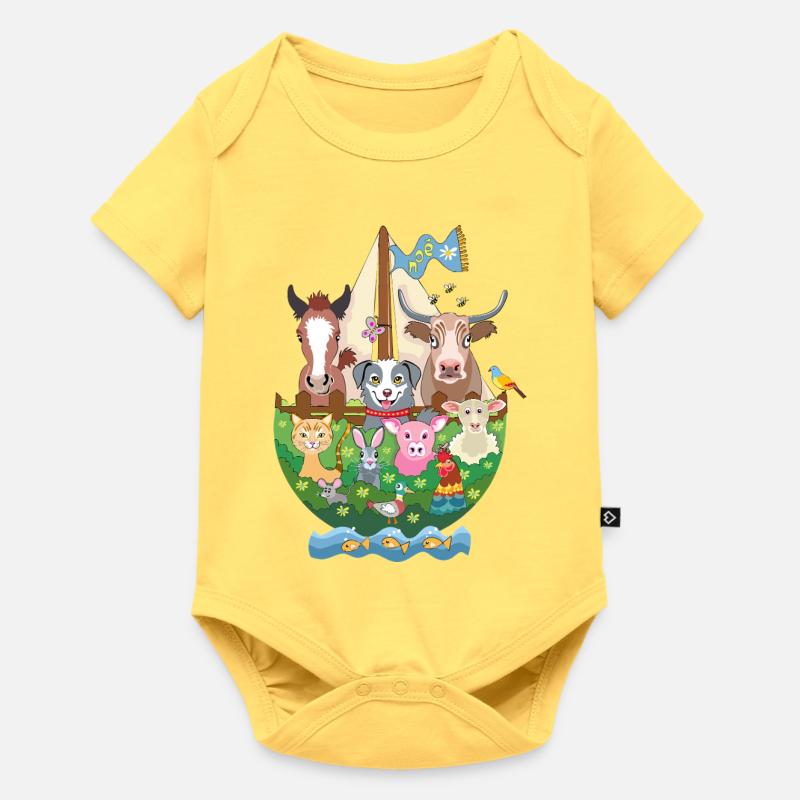 l'arche de Noé - Body à manches courtes Premium Bébé - jaune pastel