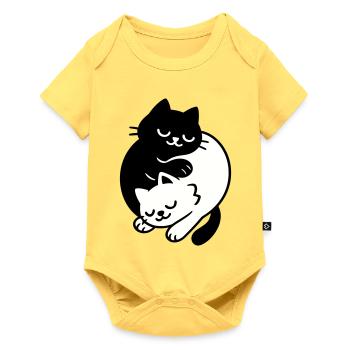 Chats Ying-Yang #2 - Body à manches courtes Premium Bébé - jaune pastel - Devant