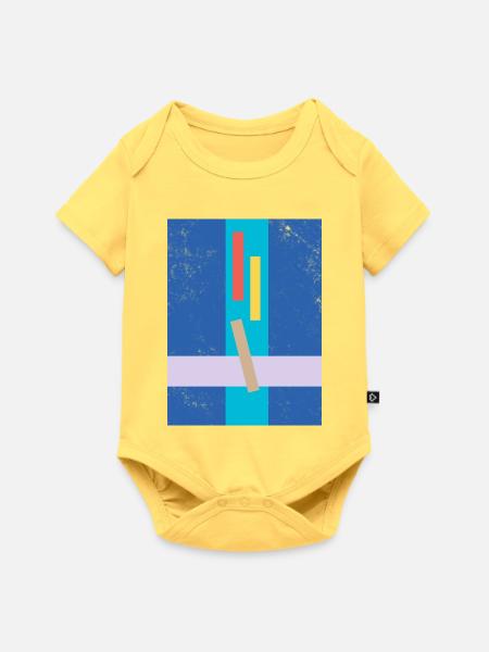 Abstrakte geometrische Farbgestaltung - Baby Premium Kurzarmbody - Pastellgelb