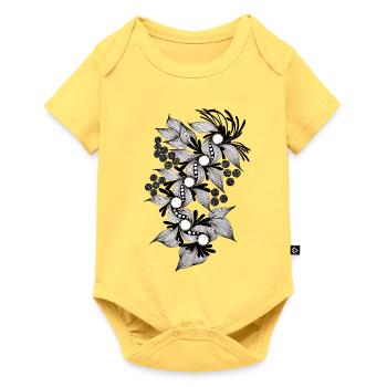Black and White Flower Spiral - Baby Premium short-sleeve bodysuit - sky yellow - Front