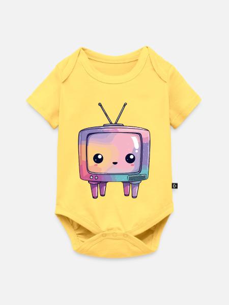 Pastell TV Kawaii Retro - Baby Premium Kurzarmbody - Pastellgelb