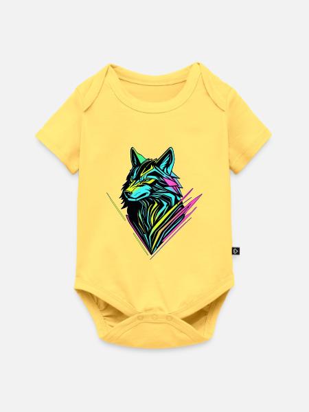 Neon Wolf – Cyber-Geist - Baby Premium Kurzarmbody - Pastellgelb