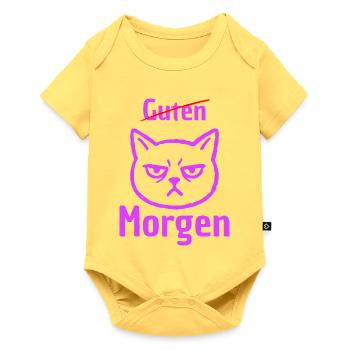 KEIN GUTEN MORGEN, MORGENMUFFEL! LUSTIGER SPRUCH - Baby Premium Kurzarmbody - Pastellgelb - Vorne