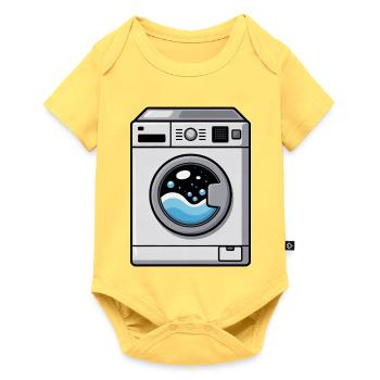Machine à laver bande dessinée mignonne Kawaii - Body à manches courtes Premium Bébé - jaune pastel - Devant