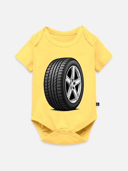 Autoreifen Radprofil Muster - Baby Premium Kurzarmbody - Pastellgelb