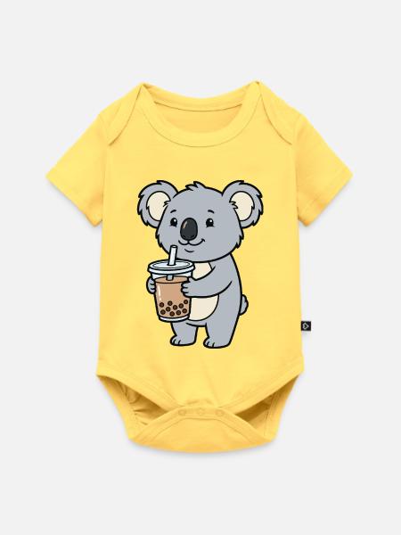 Koala-Bubble-Tea - Baby Premium Kurzarmbody - Pastellgelb