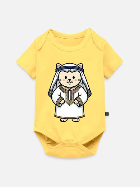 Katze Araber - Baby Premium Kurzarmbody - Pastellgelb