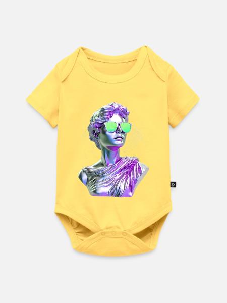 Vaporwave Statue Neonbrille - Baby Premium Kurzarmbody - Pastellgelb