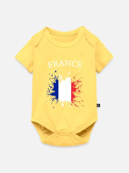 Französische Flaggen Splatter - Baby Premium Kurzarmbody - Pastellgelb