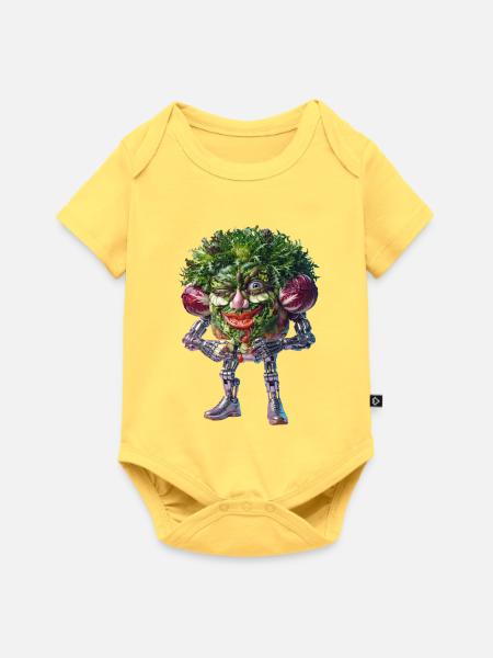 Veggie Robo Wächter - Baby Premium Kurzarmbody - Pastellgelb