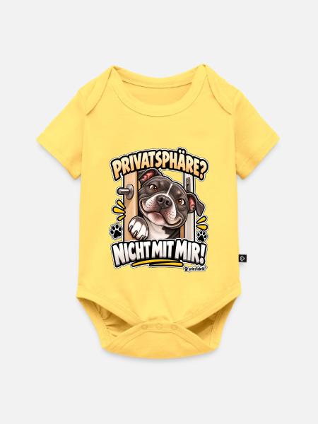Keine Privatsphäre mit Hund - Baby Premium Kurzarmbody - Pastellgelb