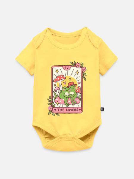 Die liebenden niedlichen Frösche Tarotkarte - Baby Premium Kurzarmbody - Pastellgelb