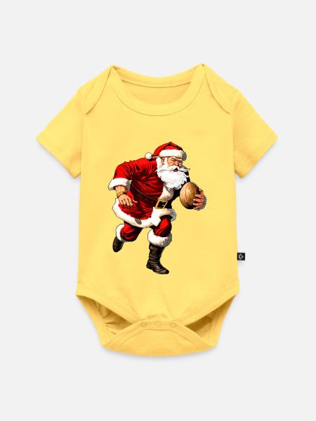 Weihnachtsmann Rugbyspieler - Baby Premium Kurzarmbody - Pastellgelb