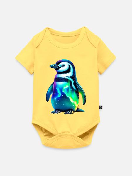 Aurora Borealis Pinguin - Baby Premium Kurzarmbody - Pastellgelb